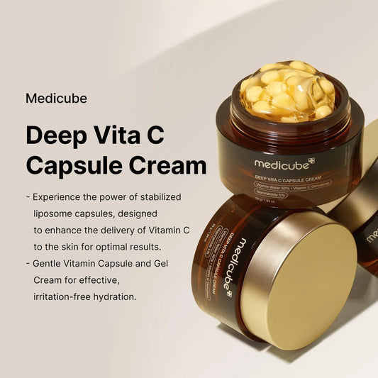 Medicube Deep Vita C Capsule Cream 55g | Brightening & Anti-Aging Vitamin C Moisturizer | Glowing Skin Care