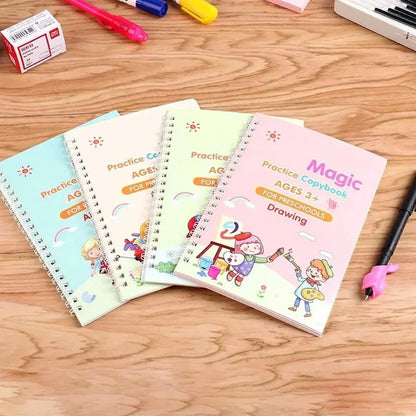 (Set of 4) Sank Magic Book for Kids (1 pen 10 refills 1 grip)